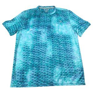 Reel Legends Fishing T-Shirt Mens Large Blue Mermaid Scales Performance Pullover